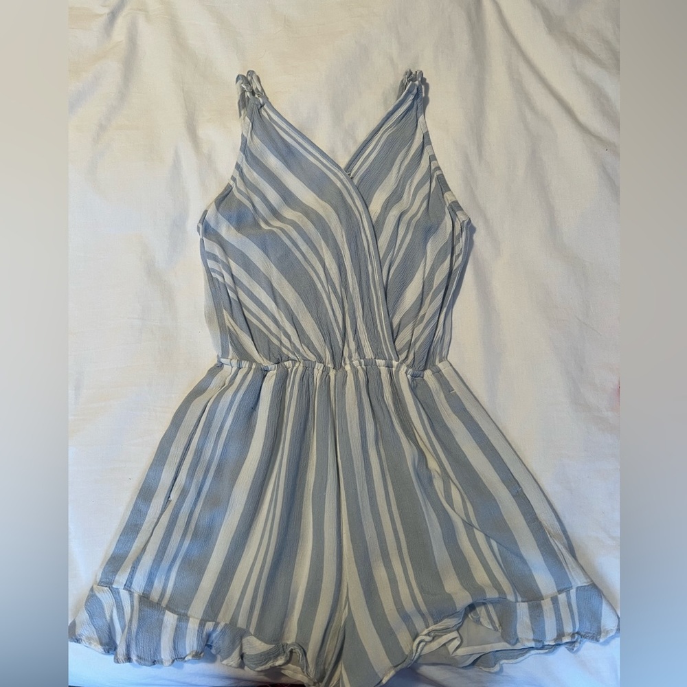 Blue and white romper.